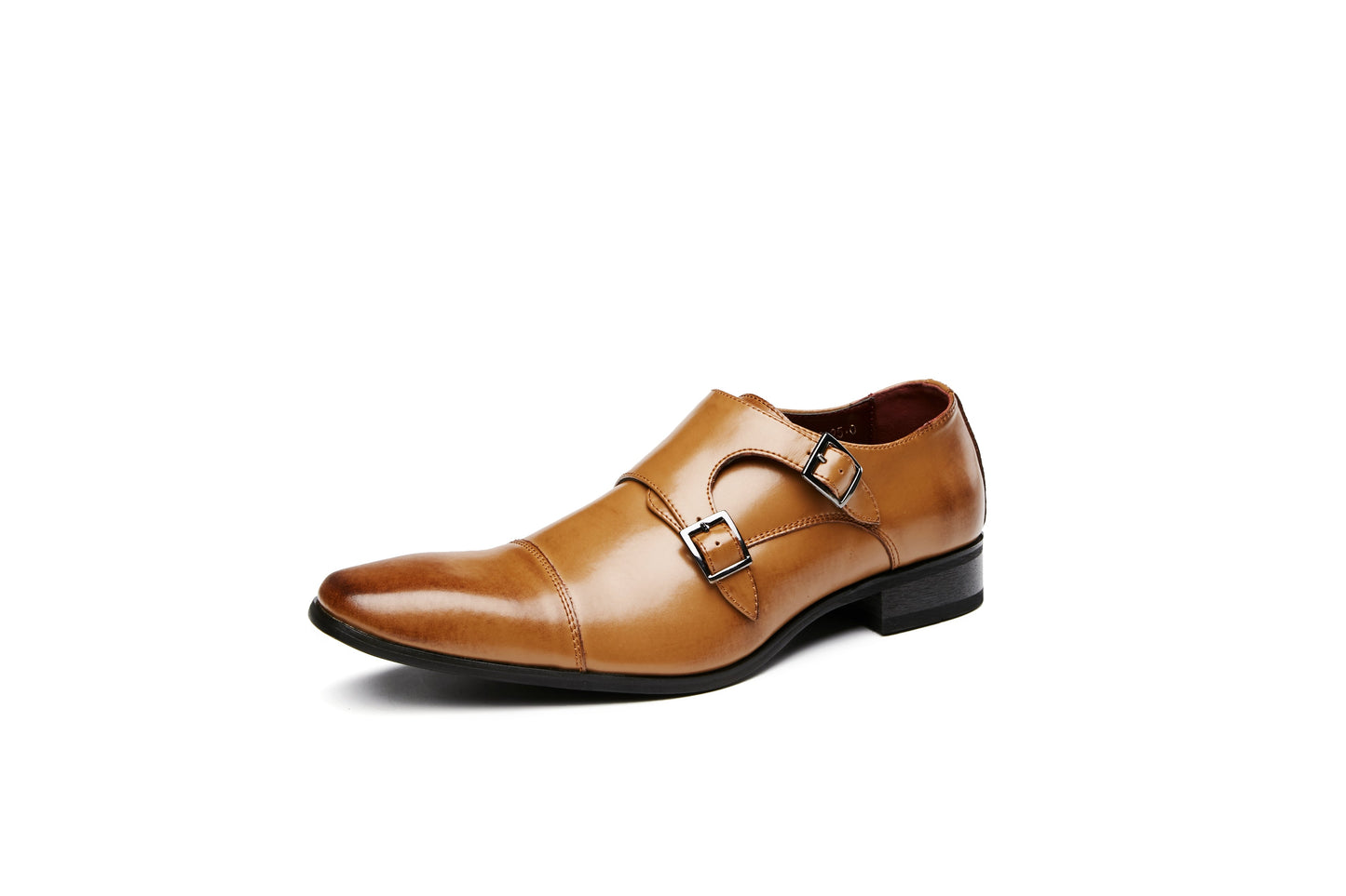 Buckle Slip-On Leather Monk Shoes