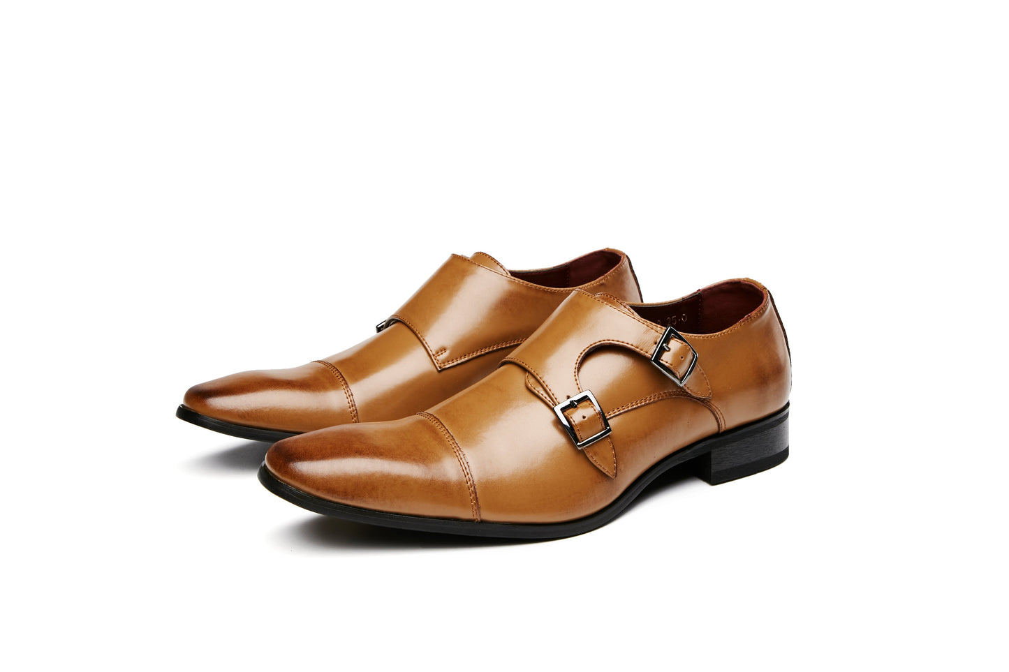 Buckle Slip-On Leather Monk Shoes