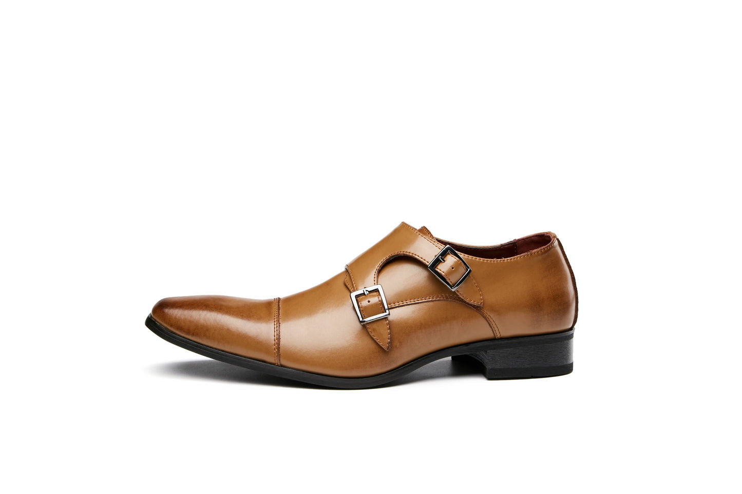 Buckle Slip-On Leather Monk Shoes