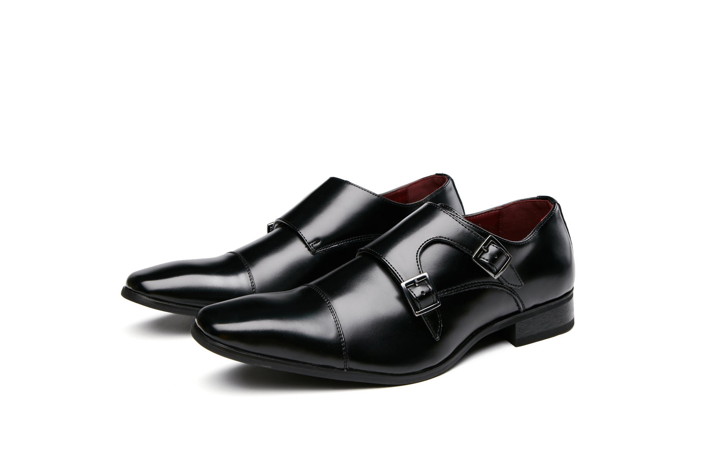 Buckle Slip-On Leather Monk Shoes