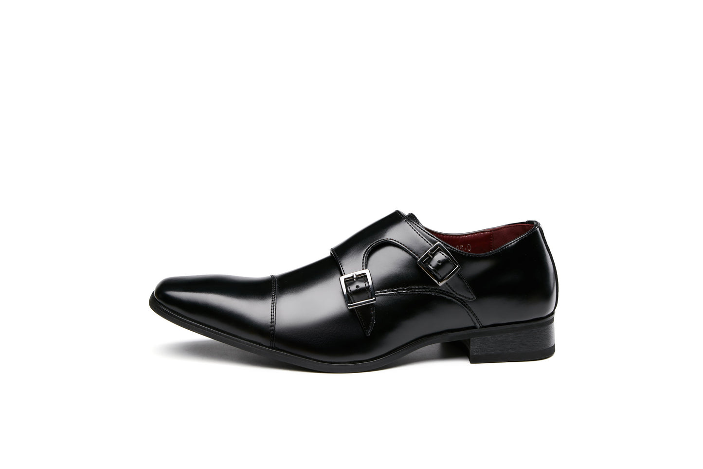 Buckle Slip-On Leather Monk Shoes