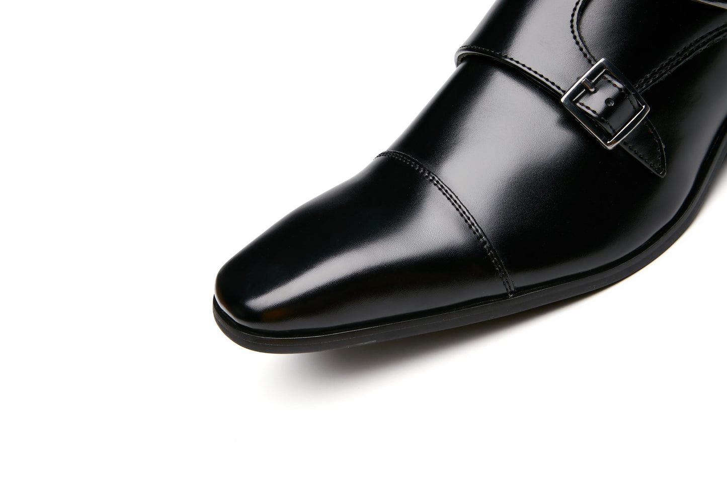Buckle Slip-On Leather Monk Shoes
