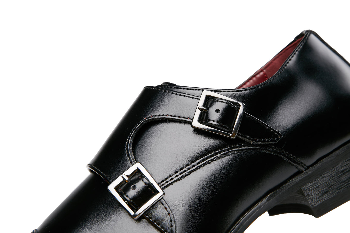 Buckle Slip-On Leather Monk Shoes