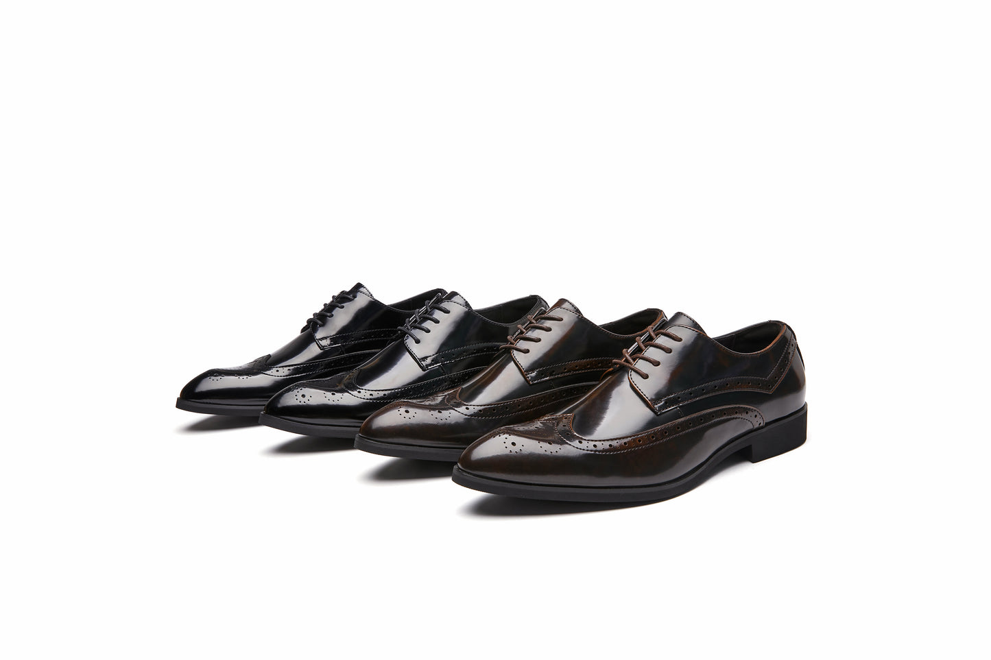 Men's British Brogue Leather Shoes with Carved Patterns