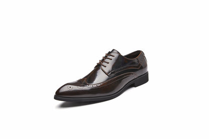 Men's British Brogue Leather Shoes with Carved Patterns