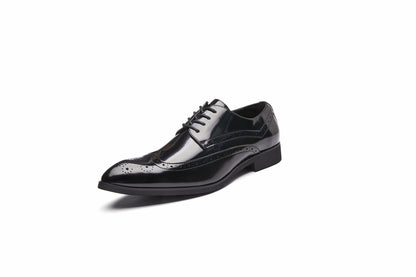 Men's British Brogue Leather Shoes with Carved Patterns