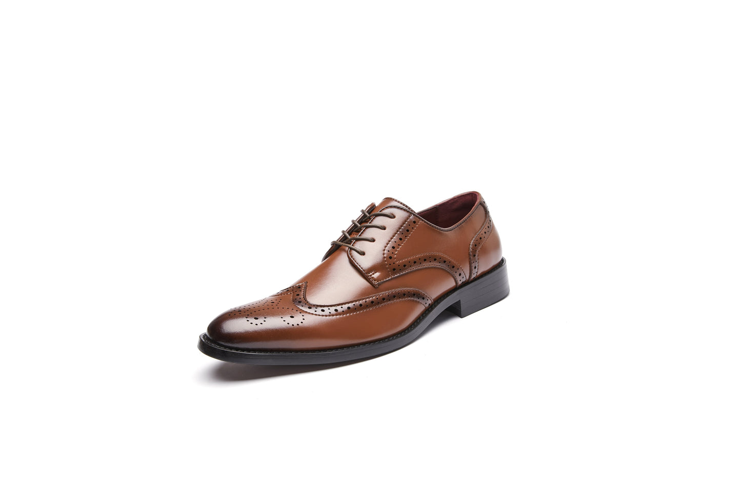 British Style Elegant Brogue Leather Derby Shoes (Brown)