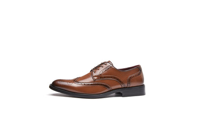 British Style Elegant Brogue Leather Derby Shoes (Brown)