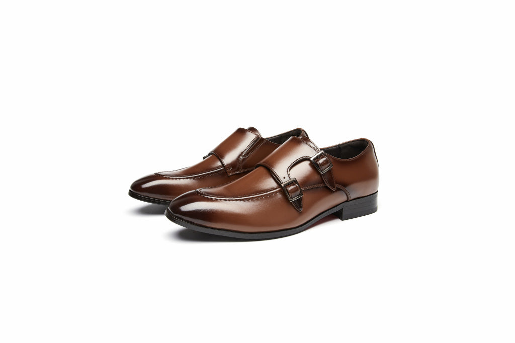 Men's Classic Monk Strap Shoes (Brown, Coffee)