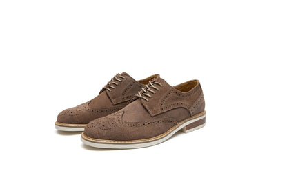 Suede Carved Brogue Derby Shoes