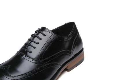 British Style Carved Brogue Leather Oxford Shoes - Office and Wedding Formal Footwear