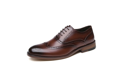 British Style Carved Brogue Leather Oxford Shoes - Office and Wedding Formal Footwear