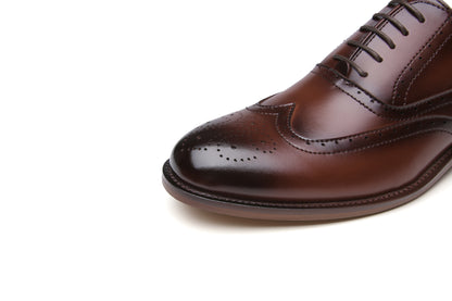 British Style Carved Brogue Leather Oxford Shoes - Office and Wedding Formal Footwear