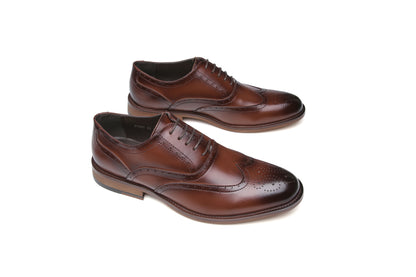 British Style Carved Brogue Leather Oxford Shoes - Office and Wedding Formal Footwear